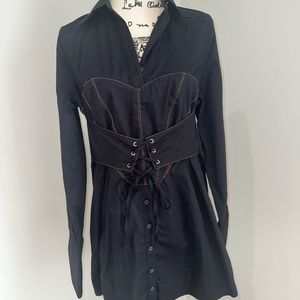 Long sleeve mini dress with corset laces